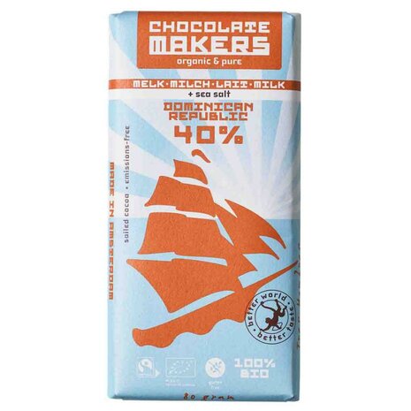 Chocoladereep, Tres Hombres, melk, 40pr, 80gr, Chocolate Makers