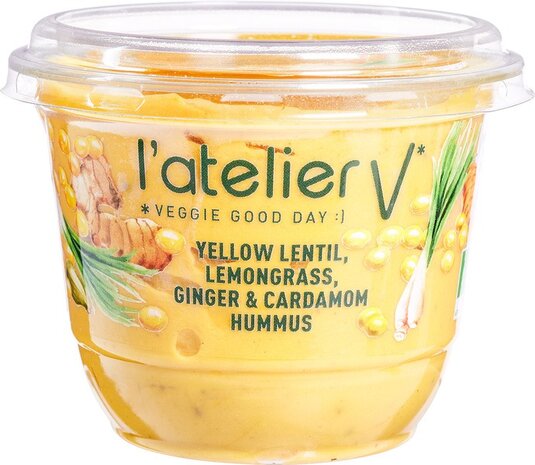 Hummus, gele linzen-citroengras-gember, 150gr, L&#039;atelier V