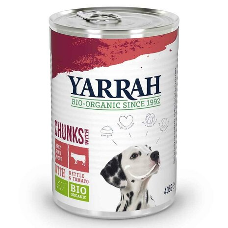Hondenvoer, stukjes, rund-tomaat-brandnetel, 400gr, Yarrah