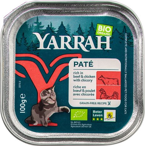 Kattenvoer pate rund-kip-cichorei, 100g, Yarrah