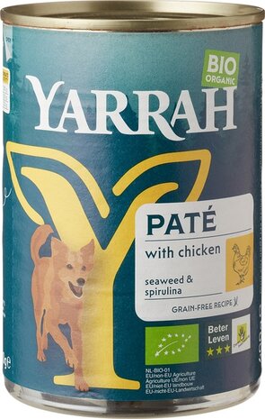 Hondenvoer, pat&eacute;, kip, 400g, Yarrah