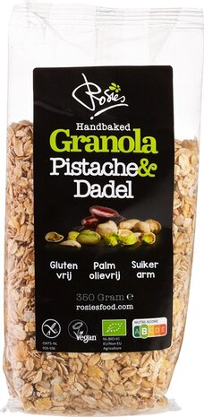 Glutenvrije granola, pistache-dadel, 350gr, Rosies
