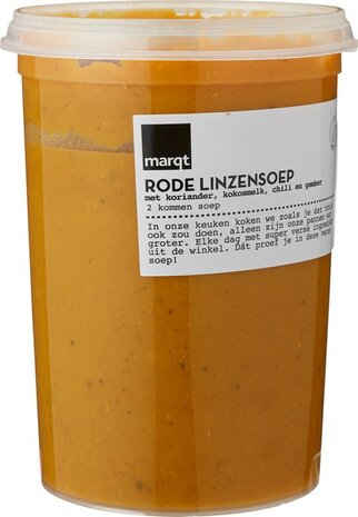 Verse rode linzensoep, 500ml, Marqt