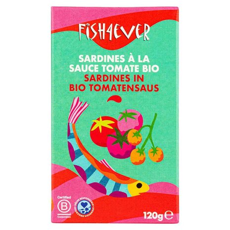 Sardientjes in tomatensaus, 120gr, Fish 4 Ever