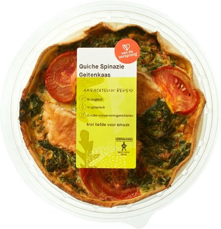 Verse quiche, geitenkaas-spinazie, 350gr, Van de Oorsprong