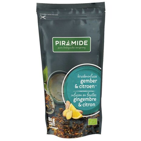 Losse thee, gember-citroen, 80gr, Piramide