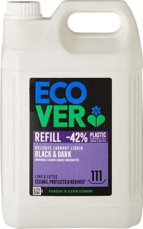 Ecover, vloeibaar wasmiddel, zwart-donker, limoen-lotus, 5ltr