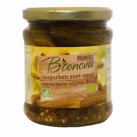 Augurken zoetzuur, 330gr, Bionova