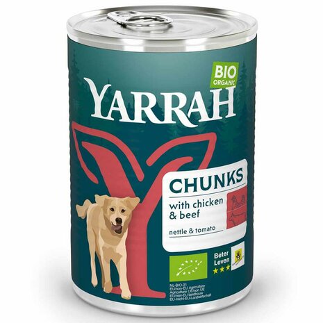 Yarrah, Hondenvoer, stukjes, rund-tomaat-brandnetel, 400gr