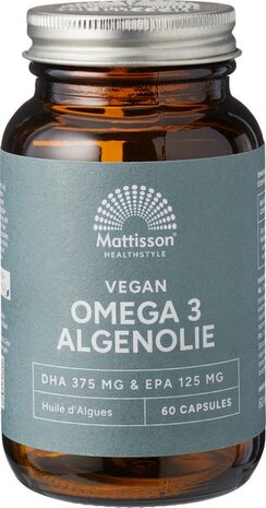 Mattisson, vegan omega 3 algenolie capsules, niet bio, 60stuks