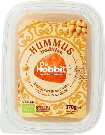 De Hobbit, hummus, tahin, vegan, 170gr