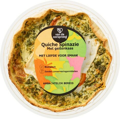 Traitteur De Oorsprong, geitenkaas-spinazie quiche, 350gr