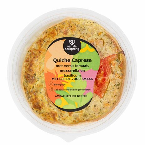 Van de Oorsprong, verse caprese quiche, 350gr