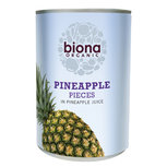 Ananasstukjes op sap in blik, 425g, Biona Ananasstukjes op sap in blik, 425g, Biona